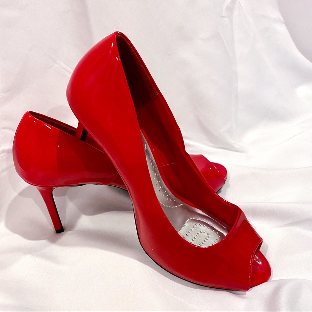 3-Inch Red Peep Toe Heels